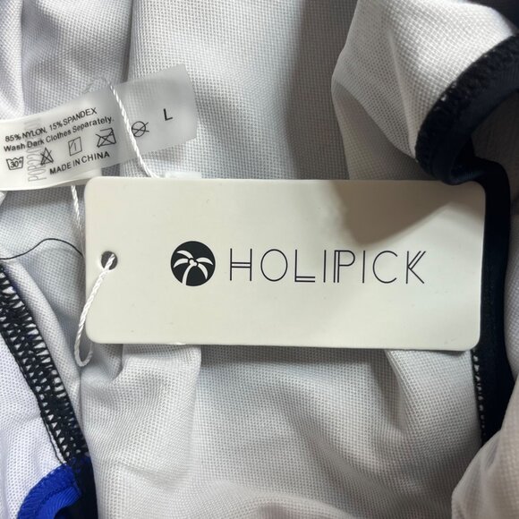 Holipick Womens Two-Tone One-Piece Swimsuit High Neck Cutout Size Large - Picture 11 of 11